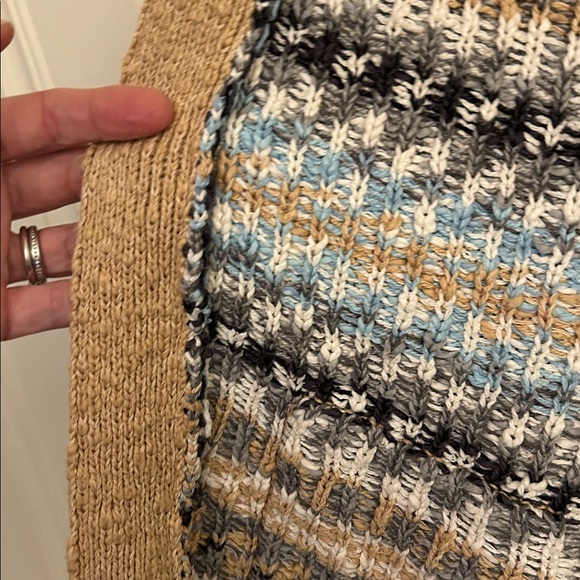 L.L. Bean L Women Cotton Ragg Khaki Open Cardigan SweaterFair Isle Cozy Long EUC - Picture 11 of 11